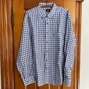 NWOT UNTUCKit Slim Fit Linen Long Sleeve Blue Plaid  Shirt  Men’s XL